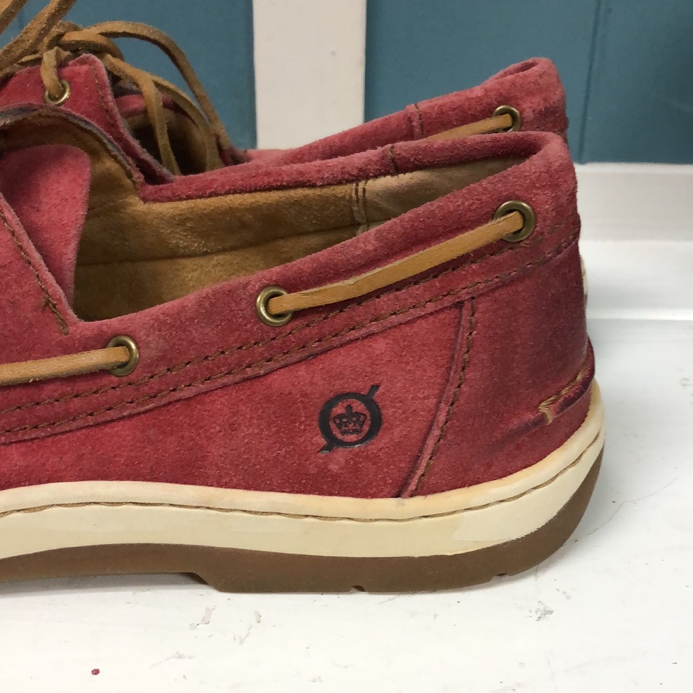 BORN red suede boat‎ loafers boating shoes slip on men's size 9.5 - Picture 2 of 11